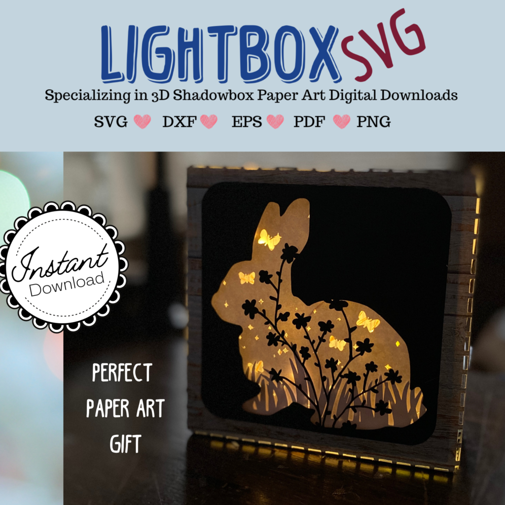 Wildflower Easter bunny lightbox SVG assembled as a glowing fairy light display