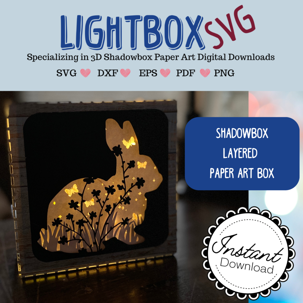 Easter bunny floral shadow box SVG cut on Cricut and assembled