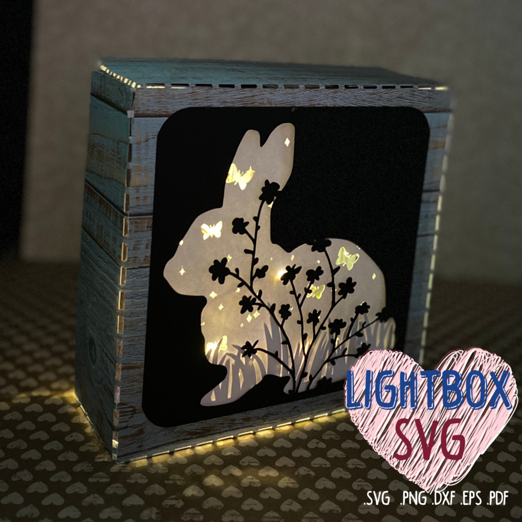 Easter bunny floral shadow box SVG used as a decorative keepsake box